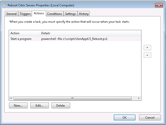 Citrix Reboot Script - Actions