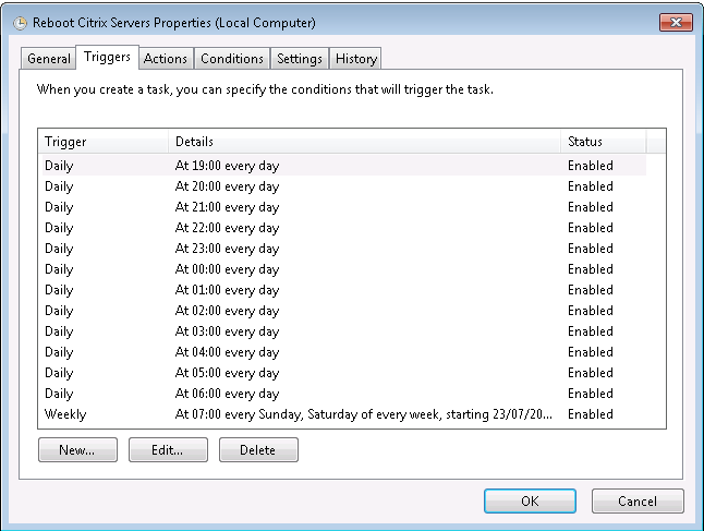 Citrix Reboot Script - Triggers