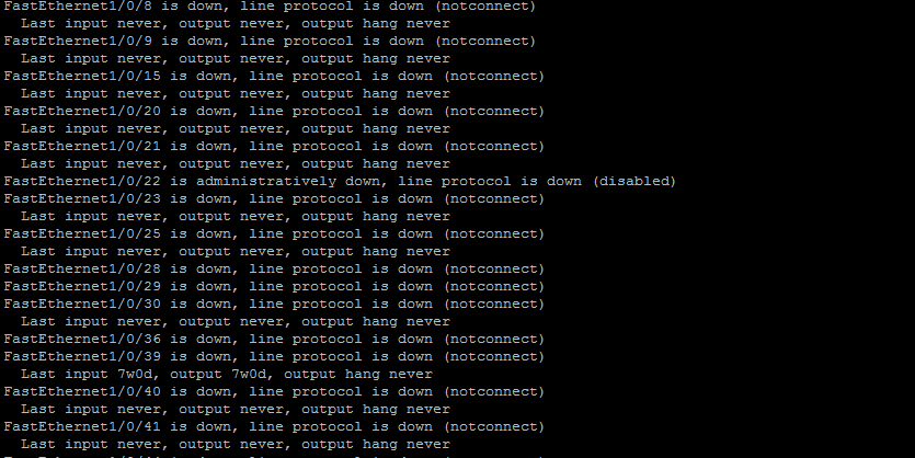 Cisco find unused ports